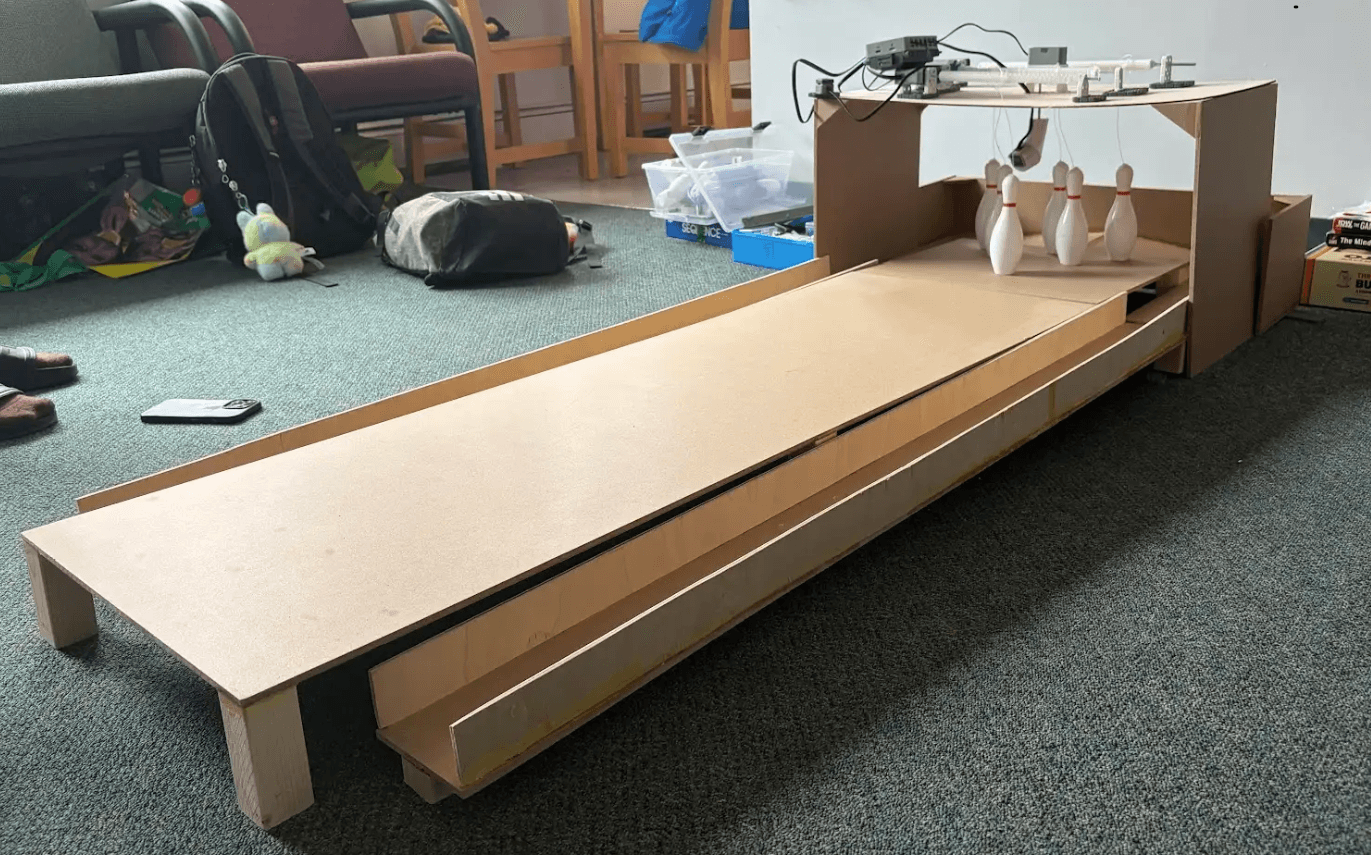 AutoBowler in final stages of assembly before paint