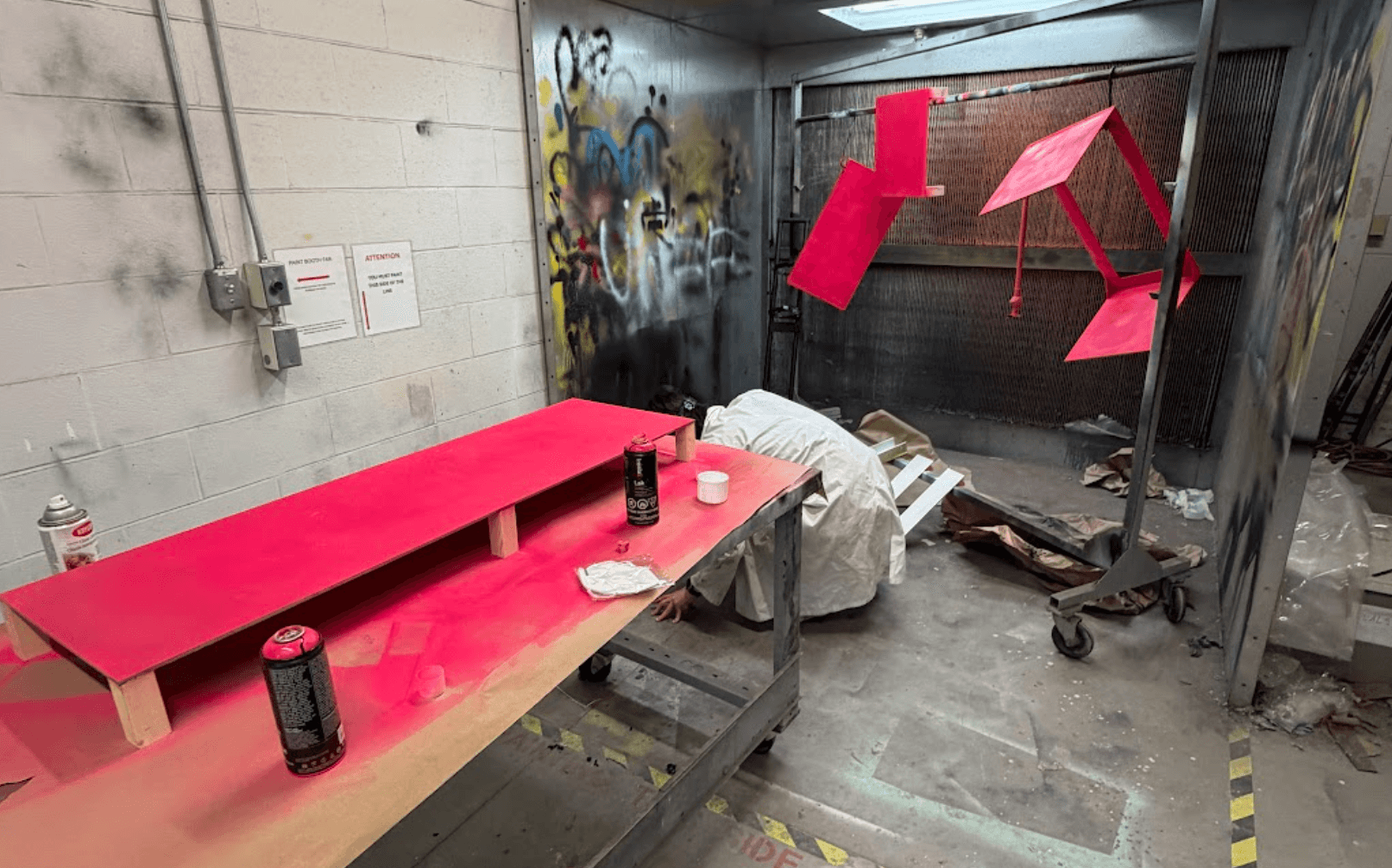 AutoBowler in the process of spray painting